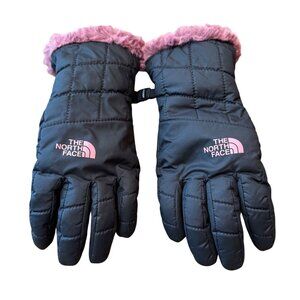 THE NORTH FACE Mossbud Swirl Gloves Womens S Faux Fur Black & Pink Winter Glove